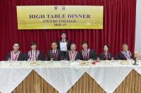 Matthew, Prof Rocky S TUAN (third from left), Vice-Chancellor of CUHK and the guest of honour of the first High Table Dinner in 2018–19, and some College Fellows